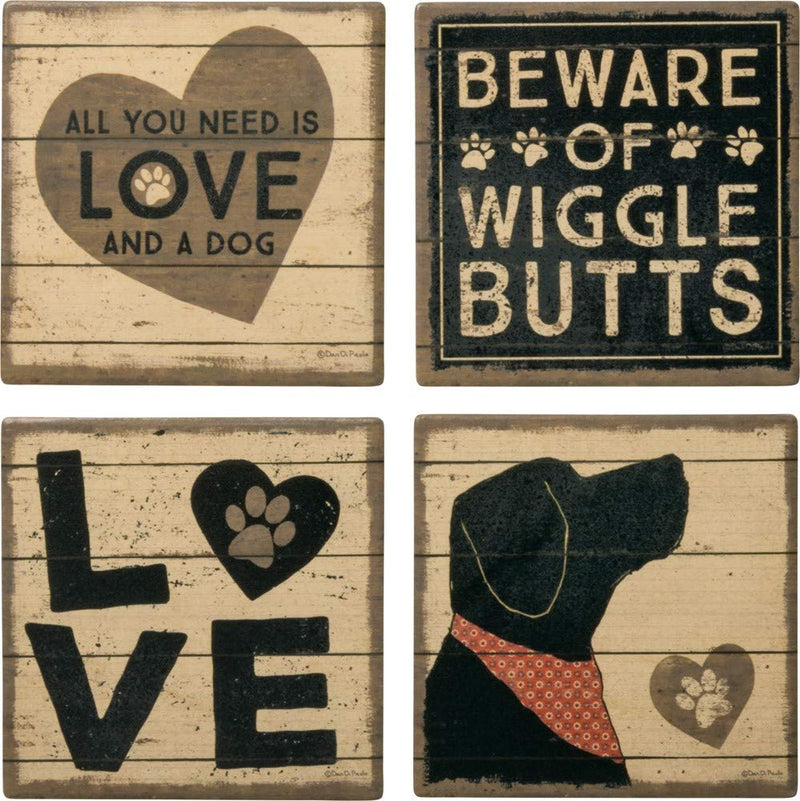 Primitives by Kathy Stoneware Coasters, All You Need is Love and A Dog