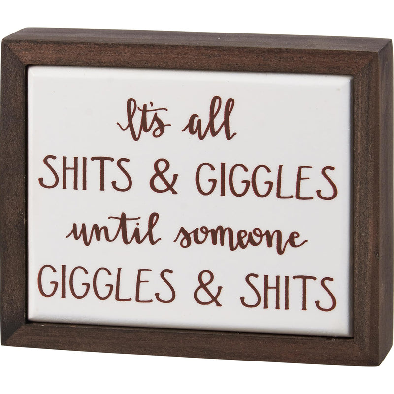 Primitives by Kathy Giggles Until Mini Inset Box Home Décor Sign, White, Brown