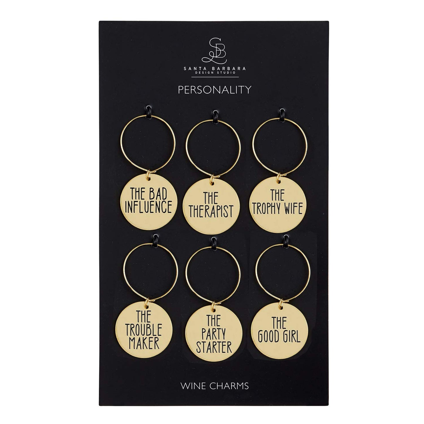 Creative Brands Zinc Alloy Wine Charms, Set of 6, Personality
