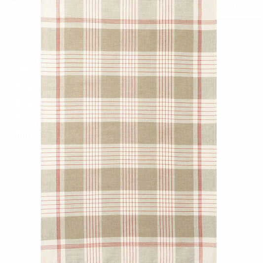 Coucke French Cotton and Linen Towel, Bistrot Red Plaid, 20-Inches by 30-Inches, Red