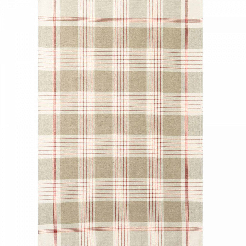 Coucke French Cotton and Linen Towel, Bistrot Red Plaid, 20-Inches by 30-Inches, Red