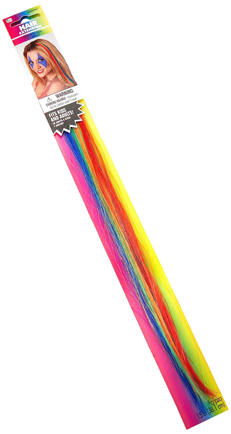 Amscan 395179 Hair Synthetic Extension, Rainbow, 15"