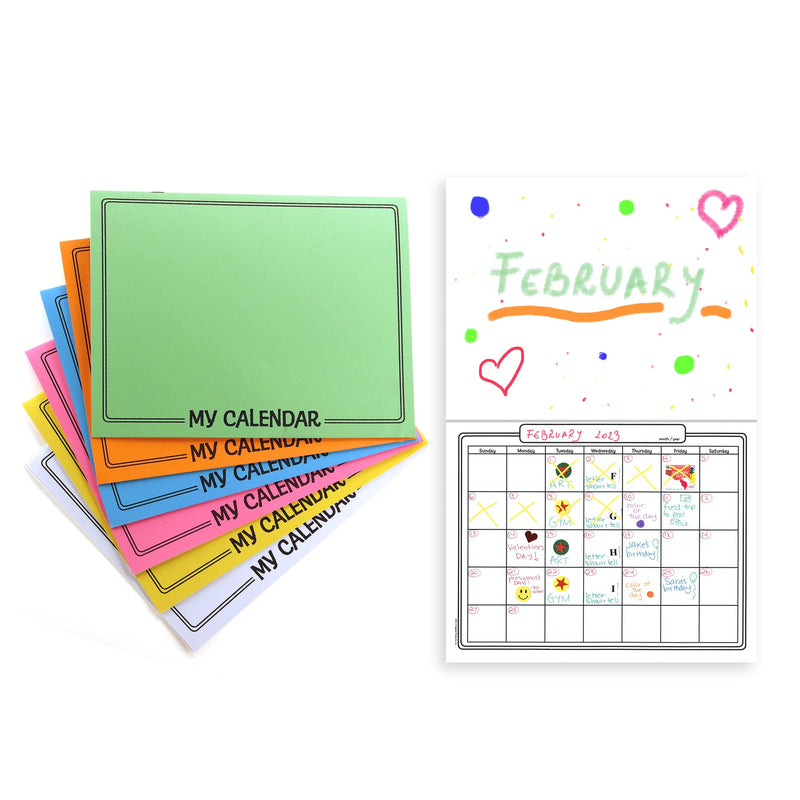 Hygloss Products Blank Calendar Books - Make Your Own Scrapbook - Assorted Bright Covers with White Pages - 12 Gridded Months - 8.5 x 11" - 25 Calendars, (32925)