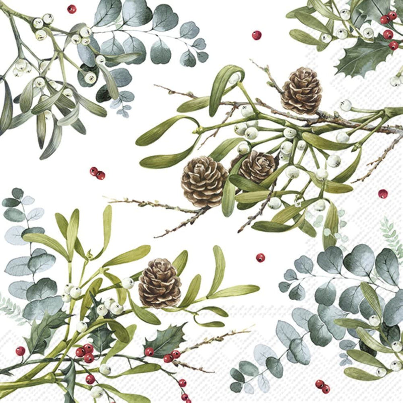 IHR Ideal Home Range Cocktail Disposable 3-Ply Paper Beverage Napkins, 5" x 5", Branches Allover