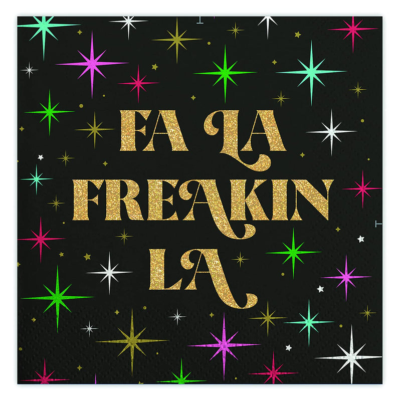 Slant Collections Holiday Cocktail/Beverage Paper Napkins, 20-Count, Fa La Freakin La