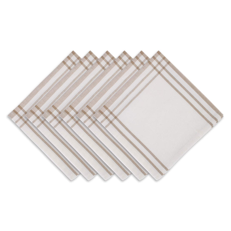 DII Home Sweet Farmhouse Plaid Tabletop Collection, Napkin Set, 20x20, French Stripe, Stone