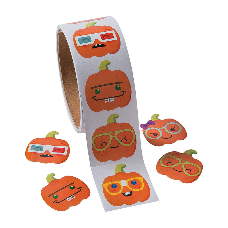 Fun Express Nerdy Pumpkin Roll Stickers for Halloween (100 Stickers)