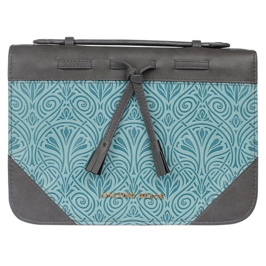 Bible Cover Gray & Turquoise Amazing Grace