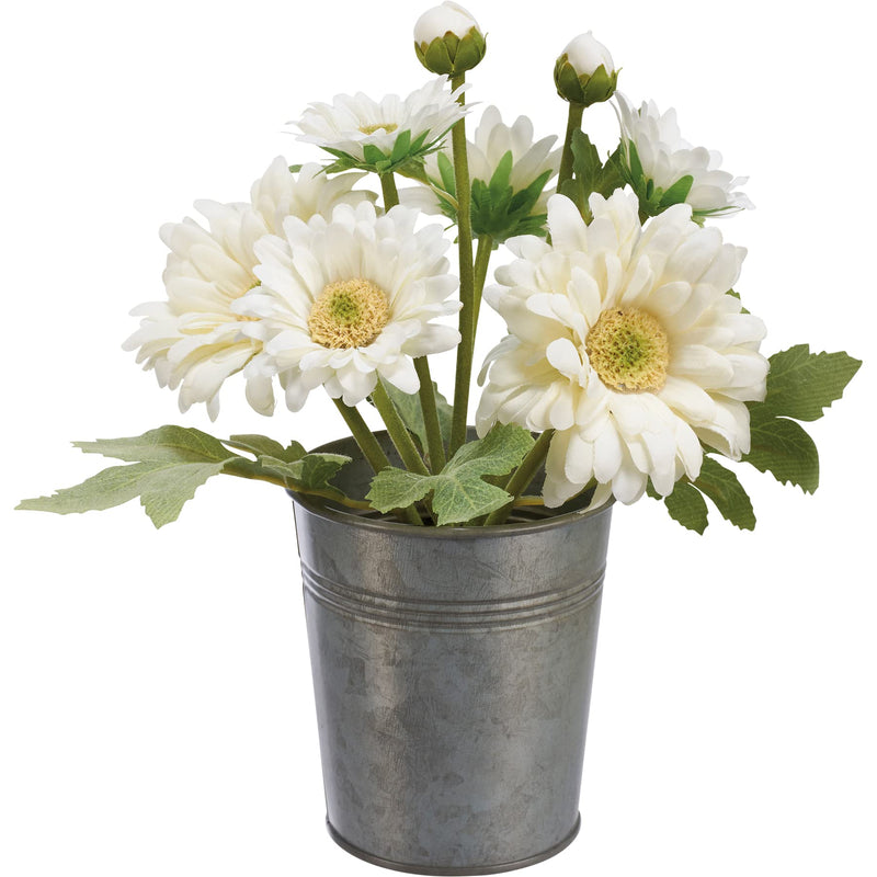 Primitives by Kathy Faux Gerbera Daisies Metal Bucket Planter