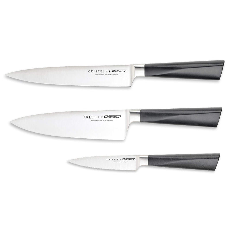 CRISTEL, 1.4116 grade stainless Steel Set of 3 Knives includes: Utility Knife 7", Chef&