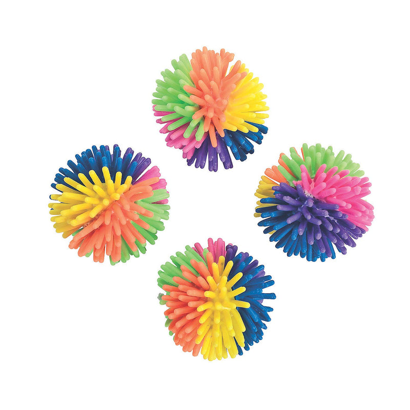 Fun Express Rainbow Porcupine Soft Vinyl Balls (Bulk Set of 36) Party Favor Toys and Giveaways