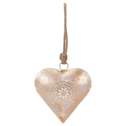 47th & Main Heart-Shaped Iron Ornament, Medium, Gold