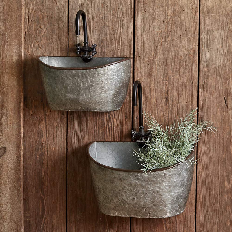 CTW Home Collection 530390 Galvanized Washtub Wall Bins, 17.75-inch Height