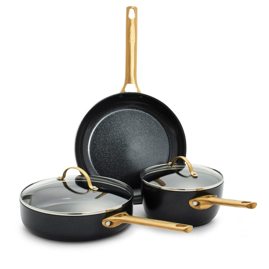 GreenPan Padova Reserve Healthy Ceramic Nonstick, Cookware Pots and Pans Set, 5 Piece, Black