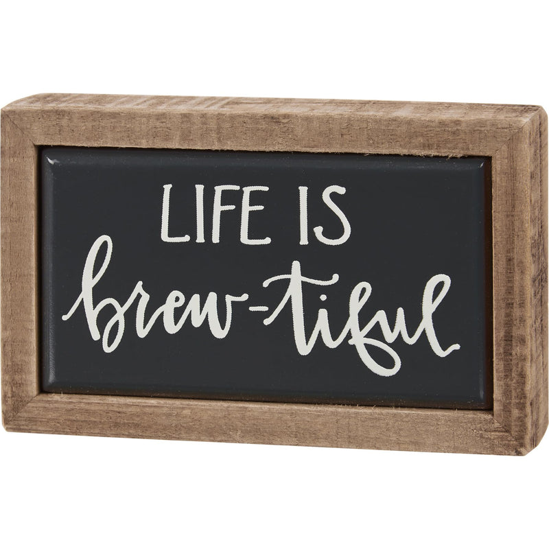 Primitives by Kathy Inset Box, Hand Illustrated Design Home Décor Sign, Brown & Black & White