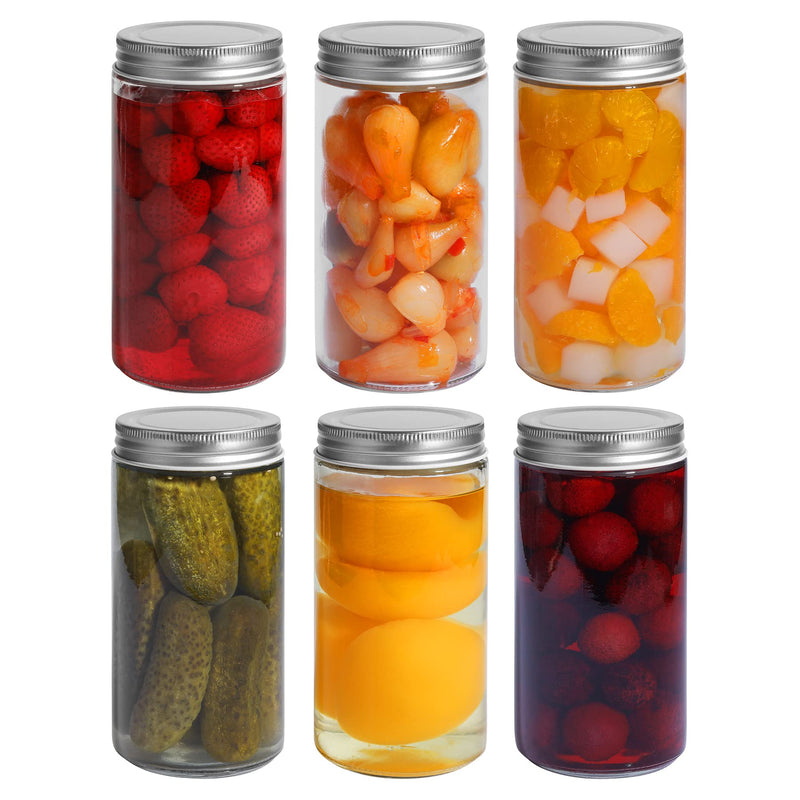 ComSaf Mason Jars with Airtight Metal Regular Lids(16oz/500ml), Sealed Clear Glass Canning Jars with Wide Mouth for Spices, Honey, Pickle, Ideal for Wedding Favors, Baby Shower Favors, Set of 6