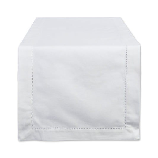 DII 100% Cotton, Machine Washable, Everyday Hemstitch Kitchen Table Runner for Dinner Parties, Events, Decor 14x72 - Off White