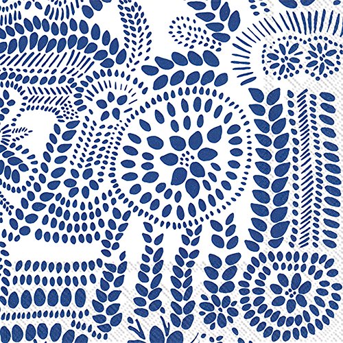 Boston International IHR Marimekko Lunch Paper Napkins, 6.5" x 6.5", Nasia White/Blue,L771094