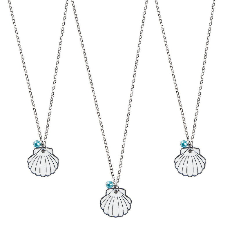 Fun Express - Shell Shaped Enamel Charm Necklace - Jewelry - Necklaces - Necklaces - Novelty - 12 Pieces Multicolored