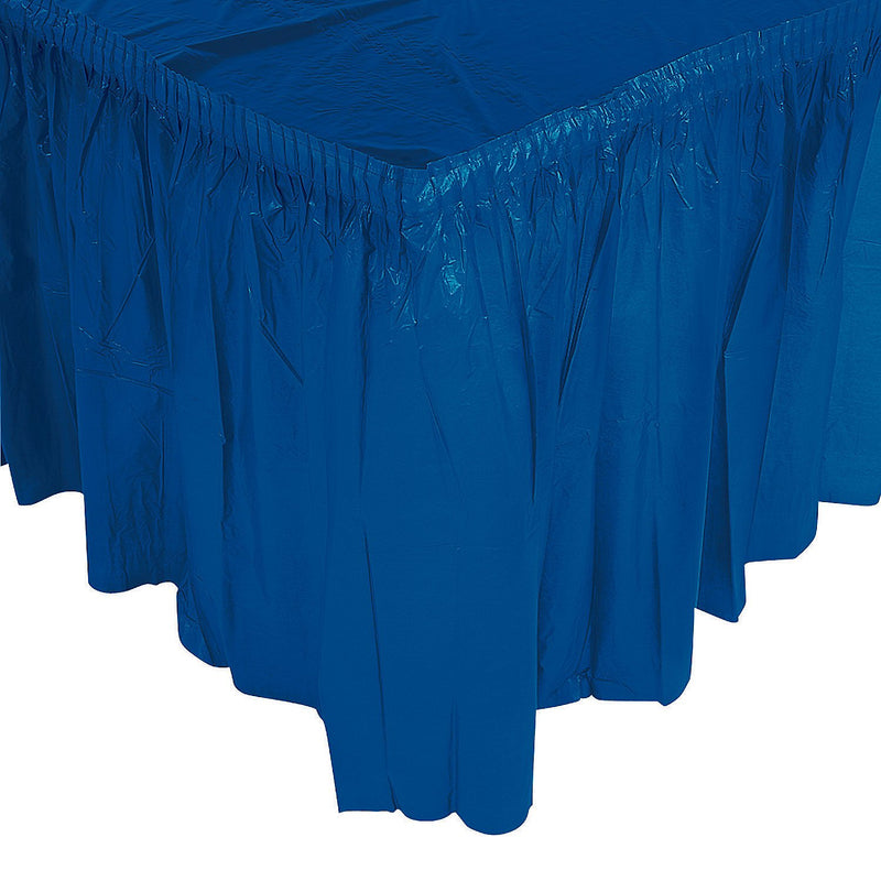 NAVY PLASTIC PLEATED TABLESKIRT - Party Supplies - 1 Piece