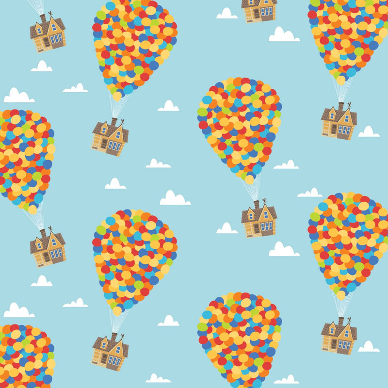 2 Yards Quilting Cotton for Sewing – Disney Pixar Up Dug Days Collection -Adventure - Color Light Blue/Bleu Pâle - 100% Cotton - Soft, Decorative Material - Pre-Cut 44-45 Inches Wide by Camelot Fabrics