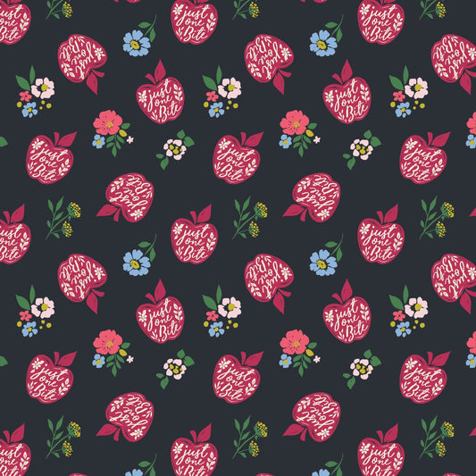 2 Yards Quilting Cotton for Sewing – Disney Snow White Collection -Just One Bite- Color Charcoal - 100% Cotton - Soft, Decorative Material - Pre-Cut 44-45 Inches Wide by Camelot Fabrics