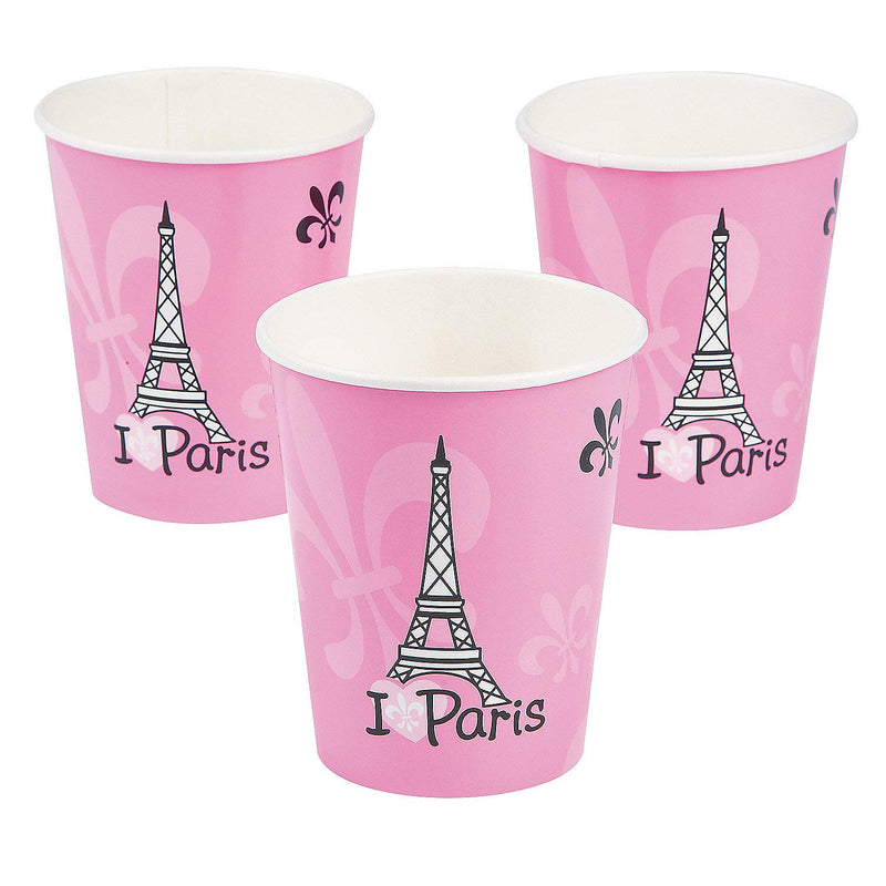 Fun Express - Perfectly Paris 9oz Cup for Birthday - Party Supplies - Print Tableware - Print Cups - Birthday - 8 Pieces