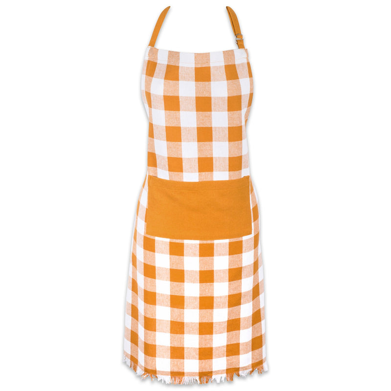 DII Heavyweight Woven Fringed Check Plaid, Apron, Pumpkin Spice