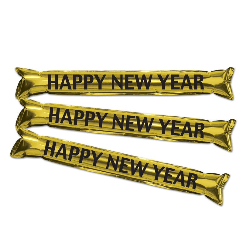 Metallic Gold And Black Noise Maker Party Sticks