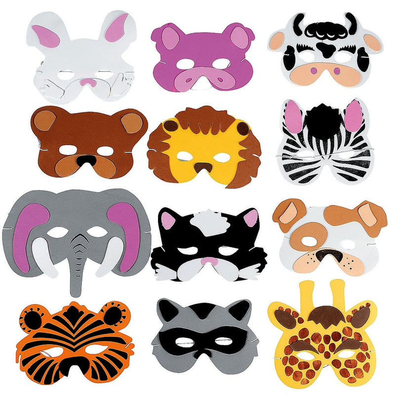 Fun Express Child Size Foam Animal Masks for Party (1 Dozen) Apparel Accessories, Costume Accessories, Zoo Party Masks