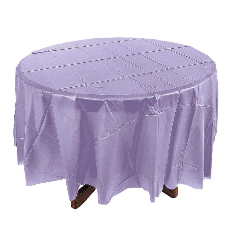 Fun Express Lilac Round Plastic Tablecover (82") - Party Supplies - 1 Piece
