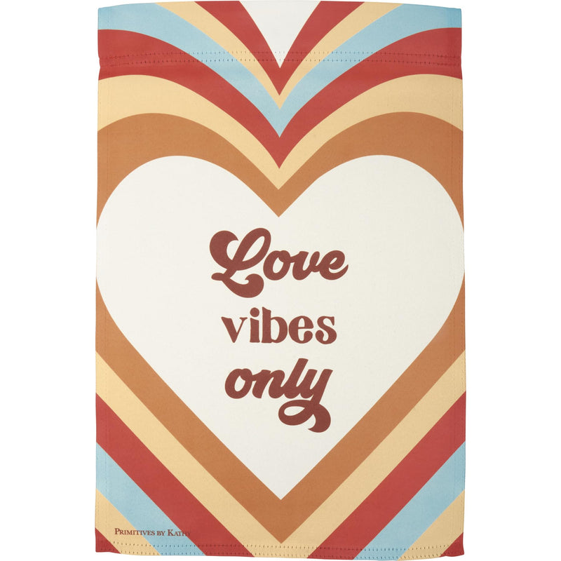 Primitives by Kathy 115530 Love Vibes Only Groovy Heart Design Decorative Garden Flag, Multicolor