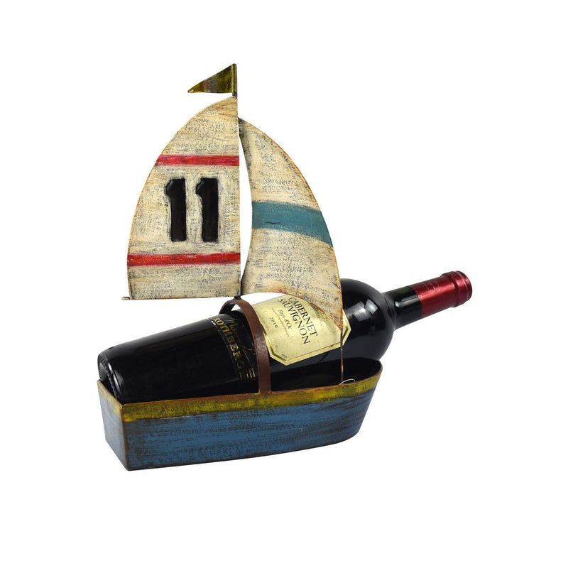 Beachcombers 8.4 inches Metal Sailboat Wine Bottle Holder