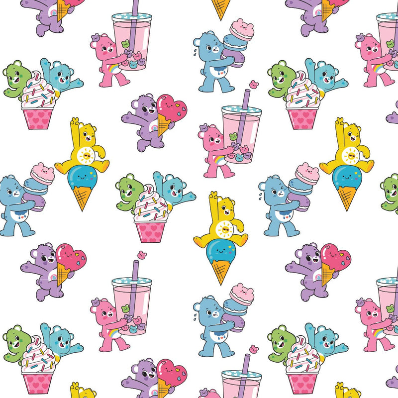 2 Yards Quilting Cotton for Sewing – Care Bears Savory Vs Sweet Collection -Sweet Treats- Color White - 100% Cotton - Soft, Decorative Material - Pre-Cut 44-45 Inches Wide by Camelot Fabrics