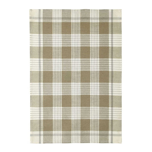 Coucke French Cotton and Linen Towel, Bistrot Grey Plaid, 20-Inches by 30-Inches, Grey