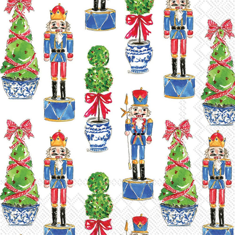 Boston International Rosanne Beck Winter Holiday Christmas IHR 3-Ply Paper Napkins, 20-Count Lunch Size, Nutcrackers & Topiary