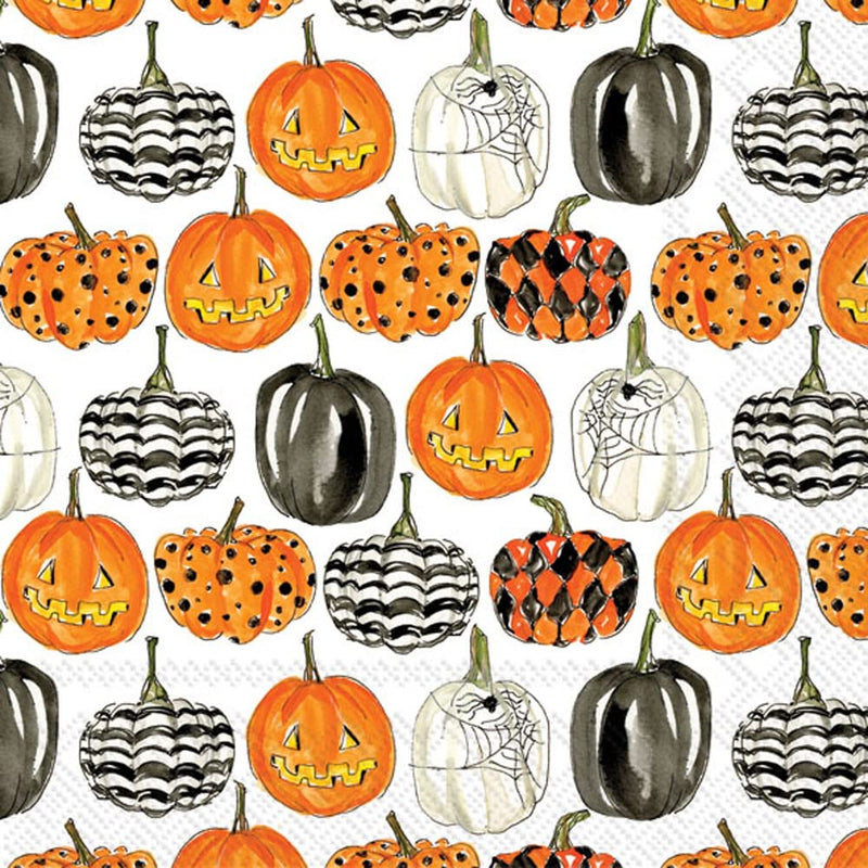 IHR Ideal Home Range Party Napkins Disposable 3-Ply Paper Lunch Napkins, 6.5" x 6.5", Pumpkin Pattern, 20 Count