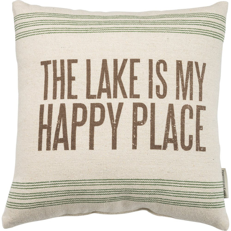Primitives by Kathy Pillow The Lake is My Happy Place Stripes 15" Square