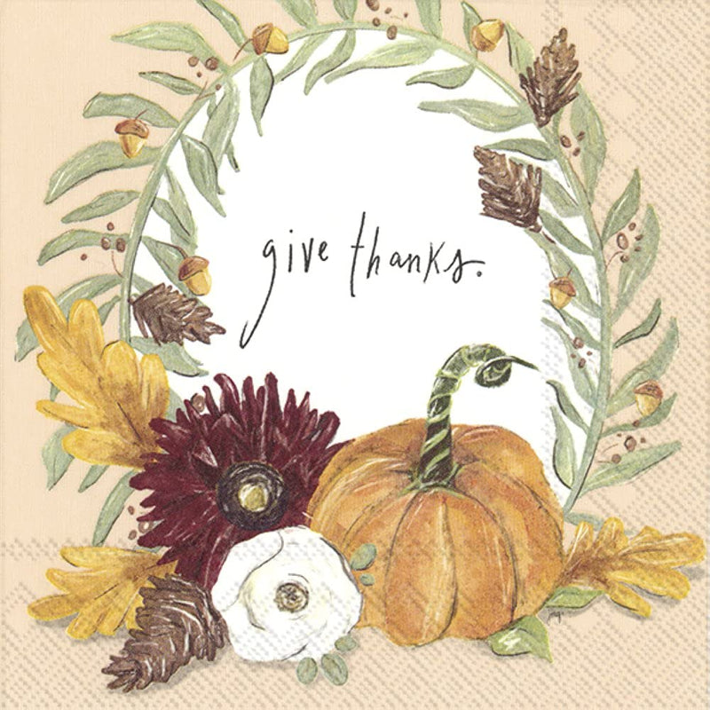 IHR 3-Ply Lunch Paper Napkins, 6.5 x 6.5-Inches, Fall Foliage Thanks