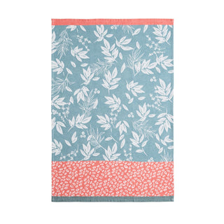 Coucke French Cotton Jacquard Towel, Feuillage, 20-Inches by 30-Inches,Blue