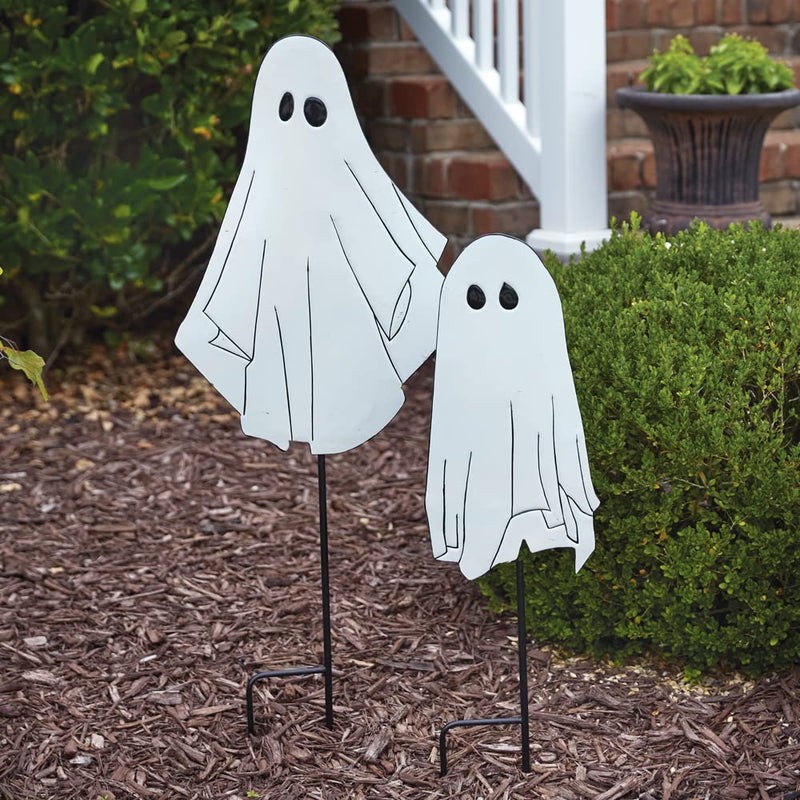 CTW Home Collection Metal Halloween Ghost Garden Stakes, Set of 2, Holiday Season Decoration