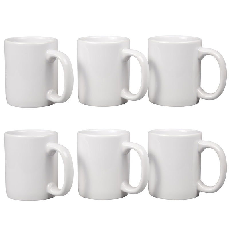 Creative Home - 85355 Creative Home Set of 6 Piece, 12 oz Ceramic Coffee Mug Tea Cup, 3-1/4" D X 4" H, White
