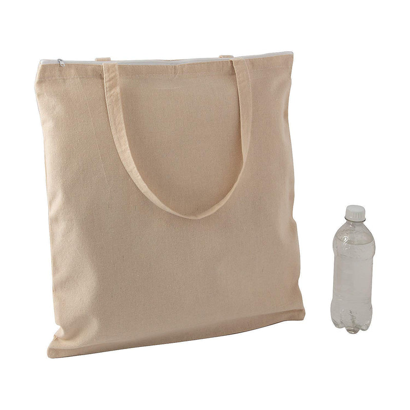Fun Express Plain Canvas Zipper Tote Bag - Apparel Accessories - 1 Piece