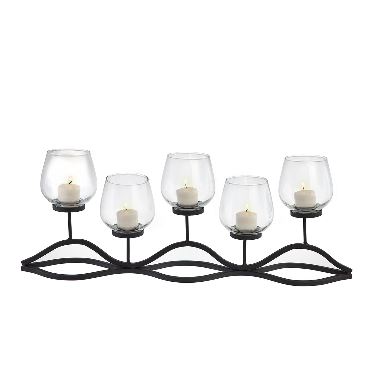 Danya B. Wavy Iron and Glass Hurricane Candleholder