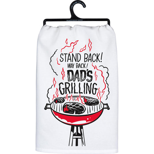 Primitives by Kathy Decorative Kitchen Towel - Stand Back Dad's Grilling