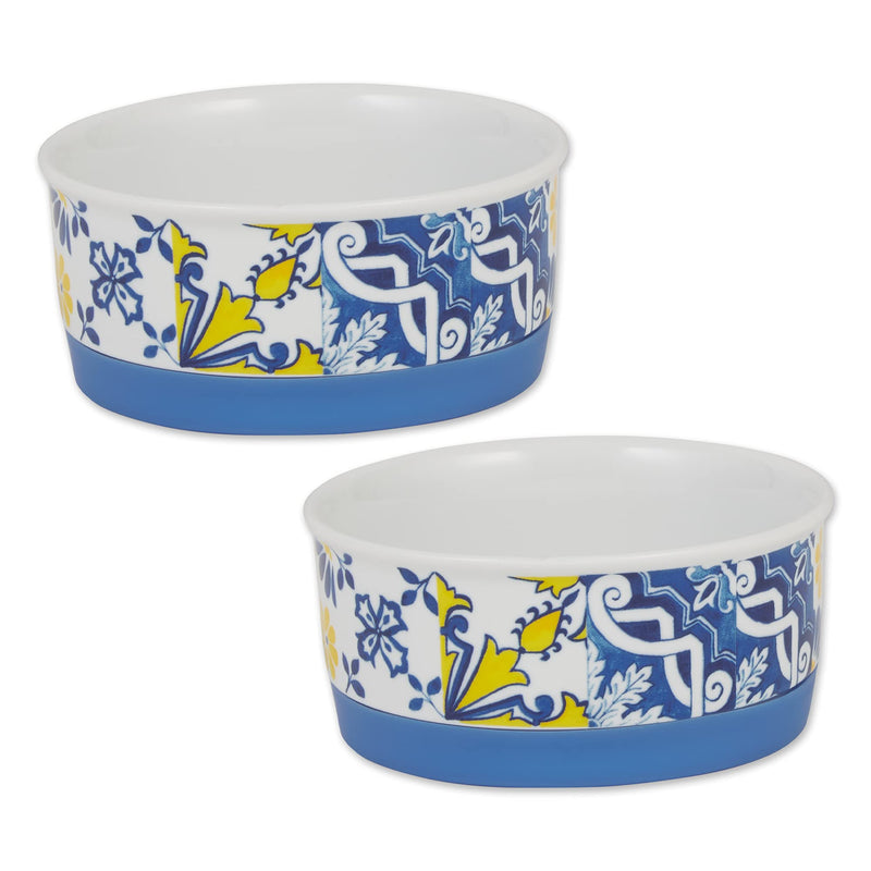 Bone Dry Ceramic Pet Collection Portuguese, Small Set, 4.25x2, Azulejos Tile, 2 Piece