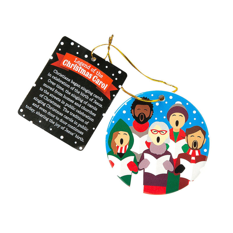 Fun Express Legend of The Carollers Ornament with Card - Home Decor - 12 Pieces