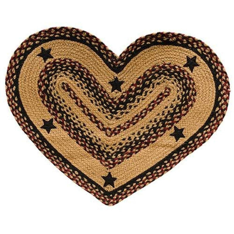 CWI Gifts BlackBerry Star Braided Heart Shape Rug, Multicolored