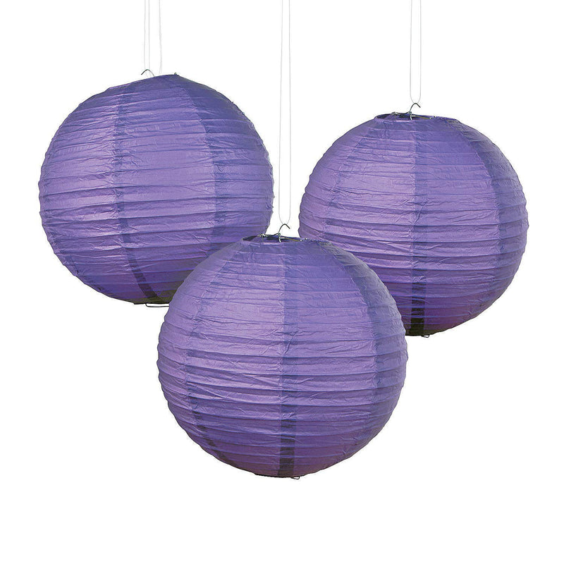 Fun Express - Purple Paper Lanterns for Wedding - Party Decor - Hanging Decor - Lanterns - Wedding - 6 Pieces