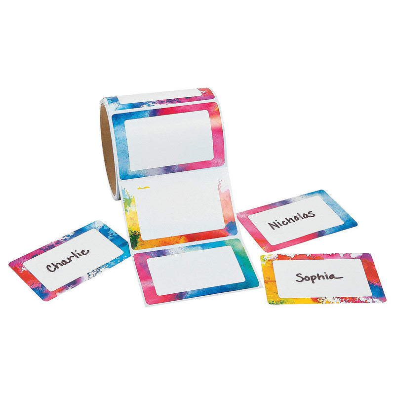 Fun Express Watercolor Name Tags - 100 Pieces - Educational and Learning Activities for Kids